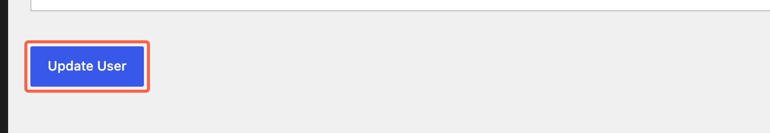 The blue Update User button at the bottom of a user's profile, highlighted