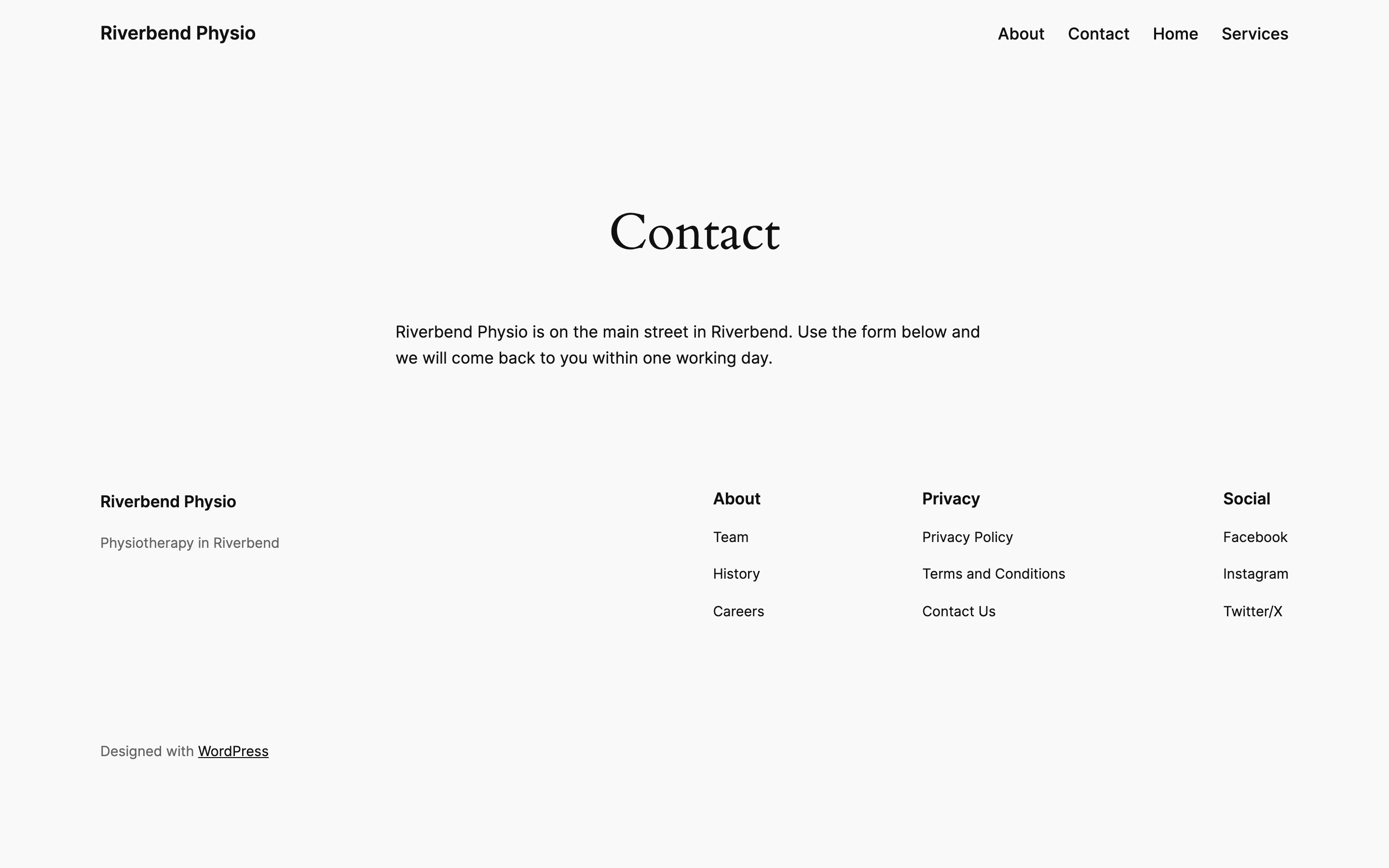A contact page with Delay JavaScript execution turned on showing the heading and text but no form at all