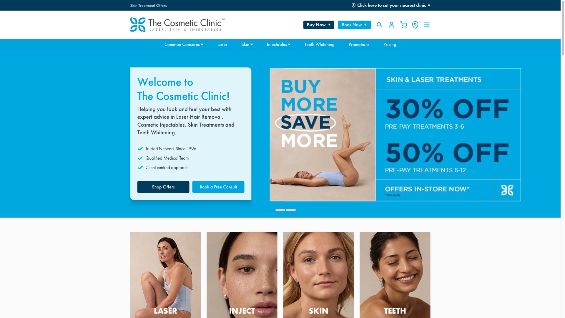 The Cosmetic Clinic website home page