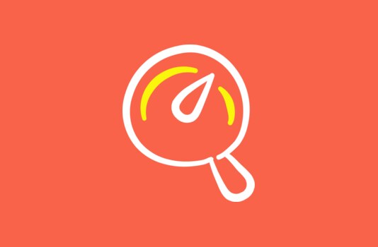 Illustration of a magnifying glass over a speed gauge, representing reading PageSpeed Insights metrics for a website