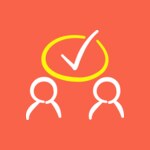 Illustration of two people with a large tick above them, representing what makes a good B2B website